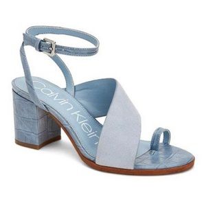 Calvin Klein petal blue Croc-embossed Ankle strap Coleen Suade Sandal